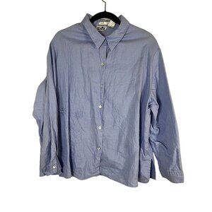 Irish Linen Floral Embroidery Shirt 1X Coastal Preppy Classic Western Boho Chic